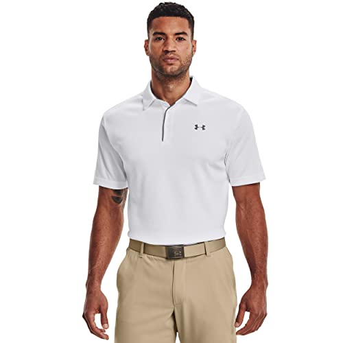 1290140 Under Armour Men's Tech Golf Polo White/Graphite L - Brand New