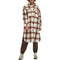 Levi's Women's Long Plaid Flannel Shirt Jacket Cream Plaid M - Brand New