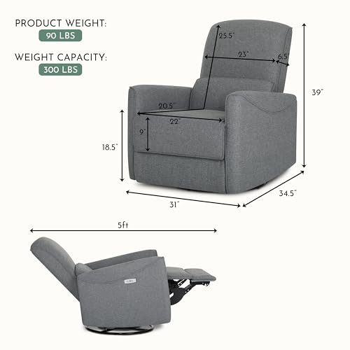Evolur Belmont Nursery Glider Chair with Massager in Cosmic Grey - Like New