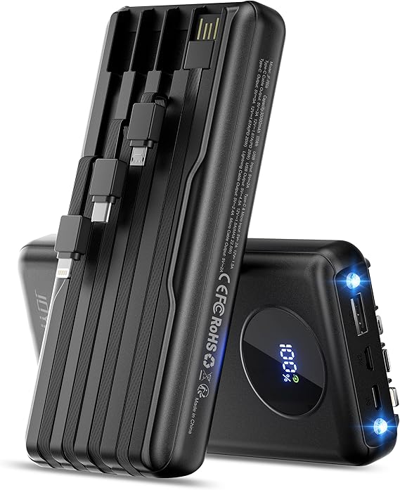 JOYFAR PORTABLE-CHARGER-POWER-BANK TRAVEL ESSENTIALS BATTERY PACK USB C - BLACK - Brand New