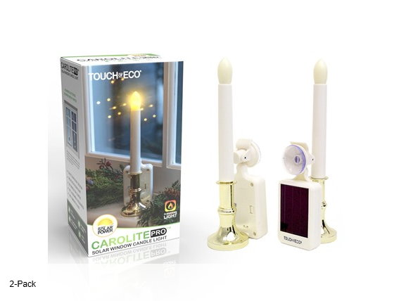 TOUCH OF ECO CAROLITE PRO SOLAR LED FLAMELESS CANDLE - WHITE - 2 pack - Like New