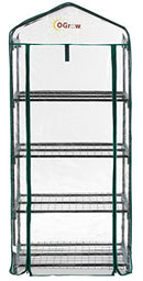 OGROW MINI PORTABLE GREENHOUSE WITH COVER AND 4 TIER SHELVES OG2719-4T - CLEAR - Like New
