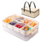 2 Pcs Snackle Box Container, Stackable Snack tray with lid Divided Portable - Like New