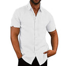 JEKAOYI BUTTON DOWN SHORT SLEEVE LINEN SHIRTS MEN SUMMER BEACH - SIZE XL - WHITE - Brand New