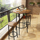 Recaceik 3 Piece Pub Dining Set, Modern Round Bar Table, Stools (RUSTIC BROWN) - Like New