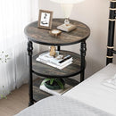IDEALHOUSE Round End Table, Small Side Table with 3 Shelves for Living Room - Brand New