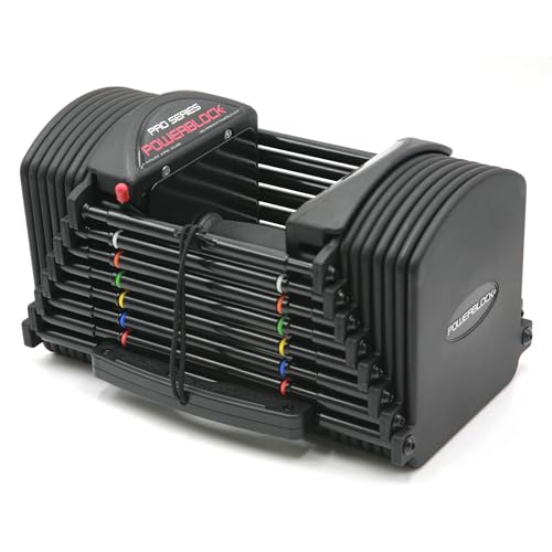 POWERBLOCK PRO 50 ADJUSTABLE DUMBBELLS SOLD IN PAIRS 5-50 LB DUMBBELLS - BLACK - Like New