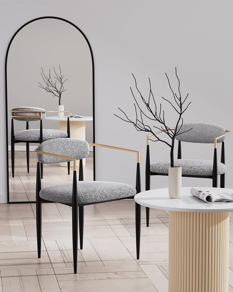 Morden Fort Modern Boucle Dining Chairs Luxury Upholstered Backrest Set of 2 - Like New