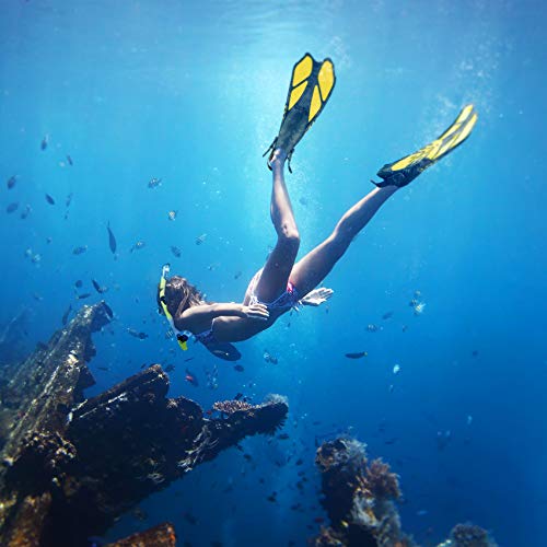 ZEEPORTE Mask Fin Snorkel Set, Size ML/XL 9-13 - BLACK/YELLOW - Like New