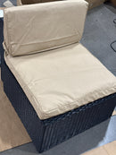 HASTYER WICKER OUTDOOR ARMLESS LOUNGE CHAIR (SET OF 2) - BLACK/BEIGE - Like New