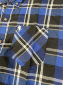 BLACK HORSE WOVEN PLAID SHIRT - SIZE MENS L - BLUE/LIGHT BLUE/VIOLET/BLACK/WHITE - Brand New
