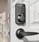 ULECOCE KEYLESS ENTRY DOOR LOCK DEADBLOT WITH HANDLE SET KEYPAD LOCK MATTE BLACK - Like New