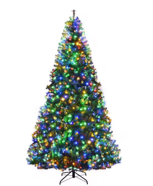 9 FT PRE-LIT LED HINGED ARTIFICIAL CHRISTMAS TREE 1000 LED LIGHTS STAND - GREEN - Like New