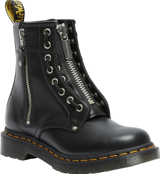 1460TZ Dr. Martens Women's 1460 Twin Zip Leather Lace Up Boots Black/Wanama 11 Like New