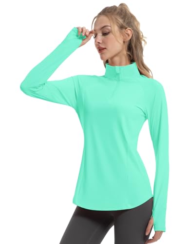 FKEEP WOMEN'S SUN SHIRTS LONG SLEEVE ATHLETIC JACKETS UPF 50+ AQUA GREEN S - Brand New