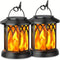 SENMEO 2 PACK FLICKERING FLAME HANGING SOLAR LANTERNS - BLACK - Like New