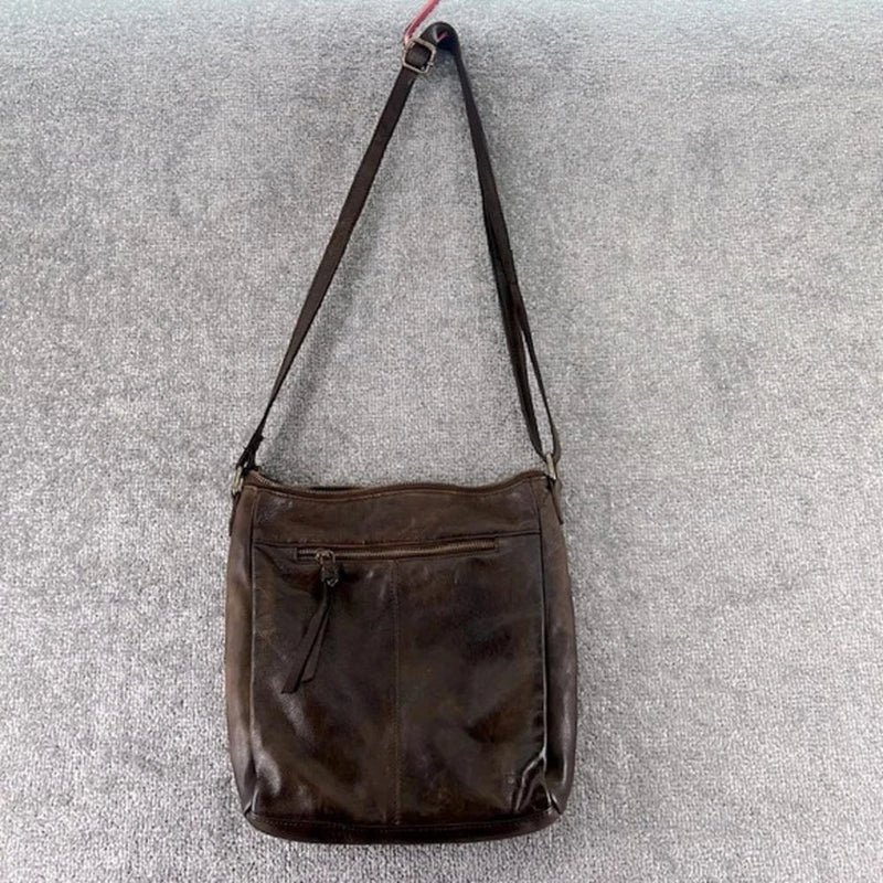 ESTALON CROSSBODY BAG PURSE TOTE LEATHER WOMENS WOVEN - BROWN - Like New