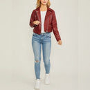 LOVETREE MOTO ZIP UP FAUX LEATHER JACKET FAUX LEATHER - SIZE: SMALL - RED - Brand New
