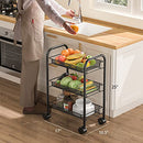 Pipishell 3 Tier Mesh Wire Rolling Utility Cart Lockable Wheels PIUC01 - Black - Brand New