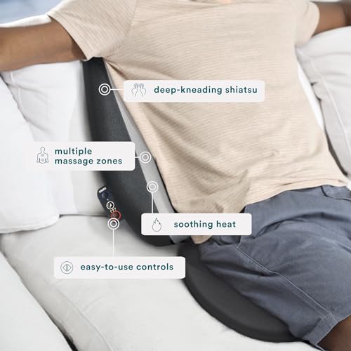 HOMEDICS SHIATSU MASSAGE CUSHION HEAT DEEP-KNEADING - BLACK/GRAY - Like New