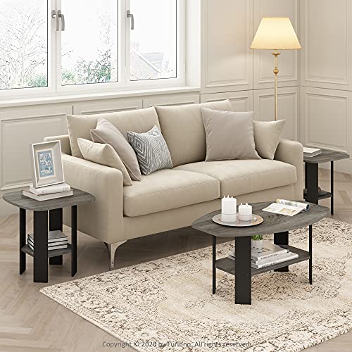FURINNO SIMPLE DESIGN END TABLE, 2-PACK, FRENCH OAK - GRAY BLACK - Like New
