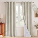 NICETOWN 100% BLACKOUT IVORY LINEN CURTAINS FOR BEDROOM WHITE LINER - IVORY - Like New