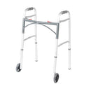 DRIVE MEDICAL 10210-1 2-BUTTON FOLDING WALKER WITH WHEELS ADJUSTABLE HEIGHT - Brand New