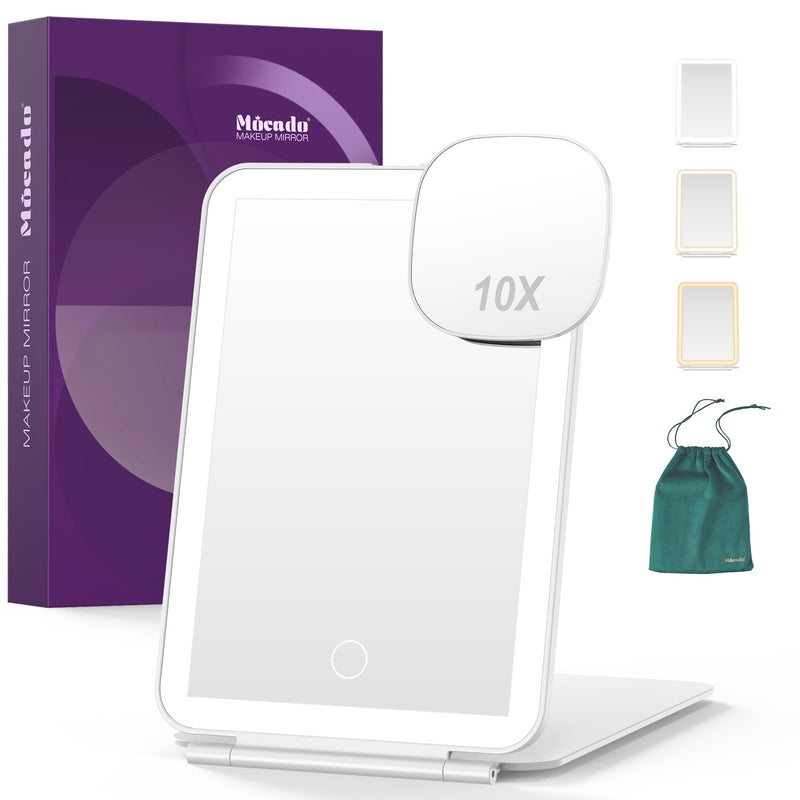MOCADO LED FOLDABLE TRAVEL MAKEUP MIRROR - WHITE - Like New