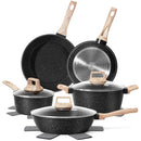 SODAY 12 PCS POTS AND PANS SET NON STICK COOKWARE SETS BLACK GRANITE COOKWARE - Brand New