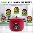 NUTRICHEF 6 QUART ELECTRIC DUTCH OVEN 1500W 5-IN-1, NCZTS60DR - RED - Brand New