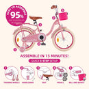 ROYALBABY PRINCESS GIRLS KIDS BIKE 14 INCH WITH BASKET FOR AGE 3-12 AMIGO/PINK - Like New