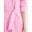 FREE ASSEMBLY BELTED COTTON MAXI SHIRTDRESS - SIZE: XS - PINK PENCIL STRIPE - Brand New