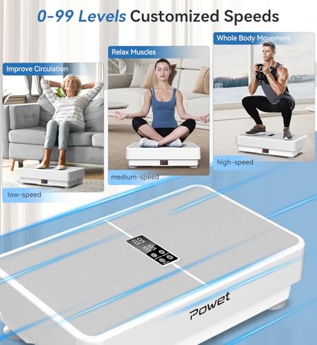 POWET VIBRATION PLATE EXERCISE MACHINE WEIGHT LOSS 5 PRE-SET MODES - WHITE - Like New