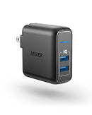 ANKER USB CHARGER, ANKER ELITE DUAL PORT 24W WALL CHARGER A2023 - BLACK - Like New