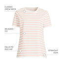 LANDS' END WOMEN'S RELAXED SUPIMA COTTON T-SHIRT - SIZE: WOMEN L - IVORY/PEACH - Brand New