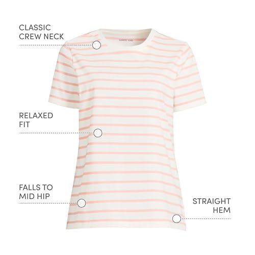 LANDS' END WOMEN'S RELAXED SUPIMA COTTON T-SHIRT - SIZE: WOMEN L - IVORY/PEACH - Brand New