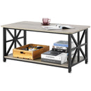 VEVOR 40" FARMHOUSE COFFEE TABLE RECTANGLE TABLE COMPARTMENT - GRAY/BLACK - Like New