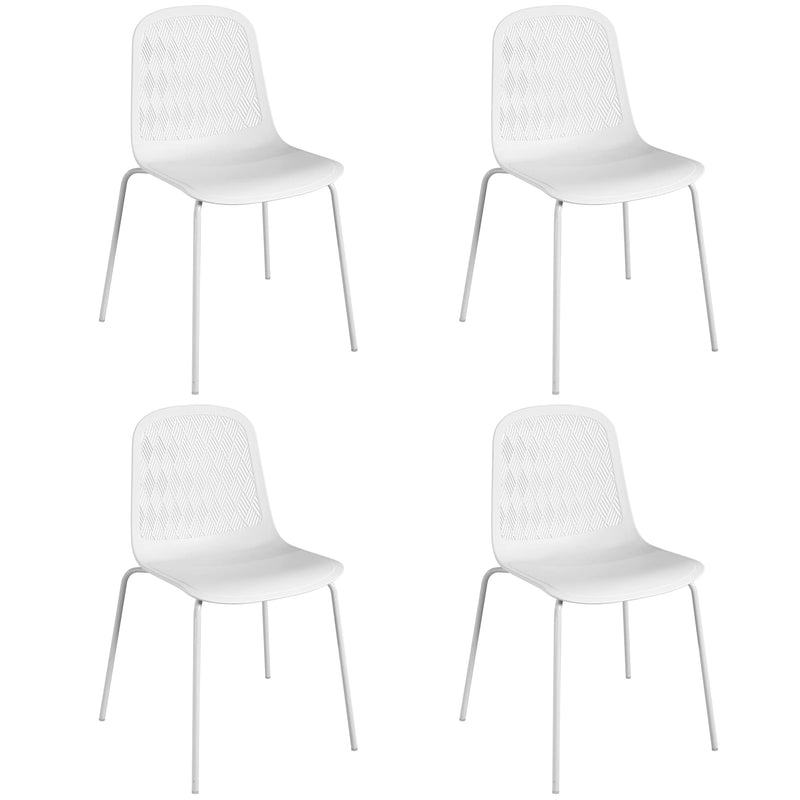 KM LEGEND MODERN CHAIRS WITH METAL FOR LIVING, ROOM, KITCHEN, SET OF 4 - WHITE - Like New