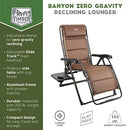TIMBER RIDGE Zero Gravity Chairs, Folding Chair Padded Lounge - Brown - Brand New