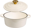 Lexi Home Cast Iron Enameled Dutch Oven Pot with Lid 2.8 qt - Cream - Like New