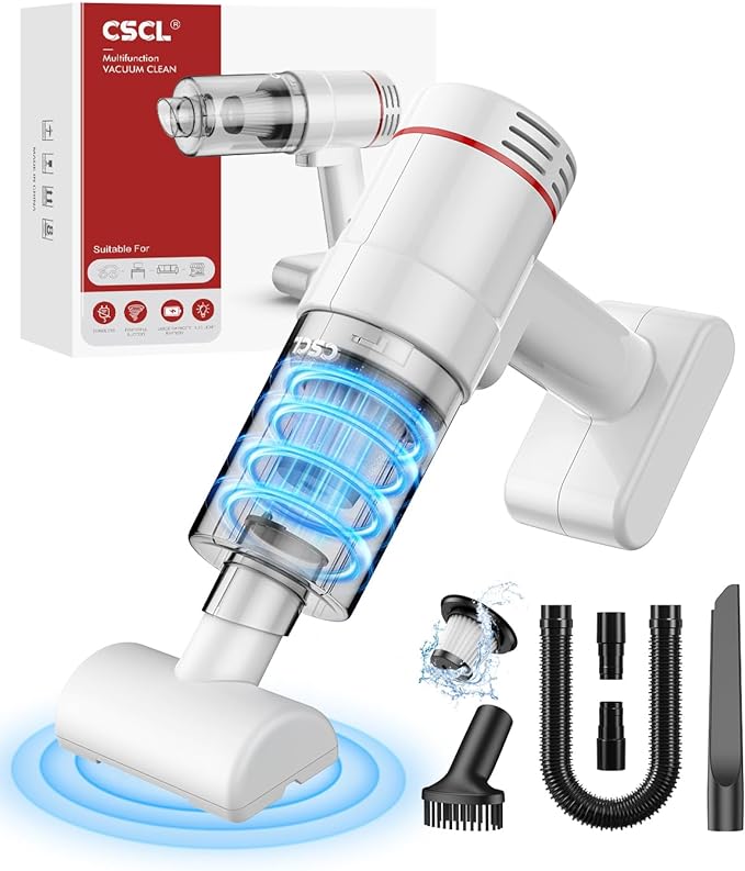 CSCL Handheld Car Vacuum Cleaner for Car Home Office PJ-116C - White/Red - Like New