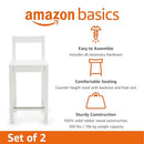 AMAZON BASICS WOODEN BAR STOOL WITH BACKREST 24", SET OF 2 - WHITE - Brand New
