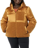 AMAZON ESSENTIALS WOMENS FULL-ZIP SHERPA FLEECE HOODED PUFFER JACKET - SIZE: S - Like New