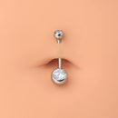 OUFER TITANIUM BELLY BUTTON RINGS, BELLY RING, ROUND CZ NAVEL - SILVER - Brand New