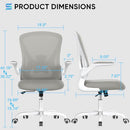 SYTAS ERGONOMIC DESK CHAIR WITH PADDED LUMBAR SUPPORT FLIP UP ARMS - WHITE/GRAY - Like New