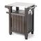 Keter Outdoor Grill Prep & Serving Cart, Stainless Steel Top, 68-Gal, Brown Like New