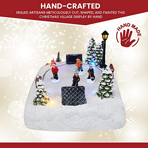 TOP TREASURES CHRISTMAS VILLAGE TABLETOP HOCKEY SKATING RINK - MULTICOLORED - Like New