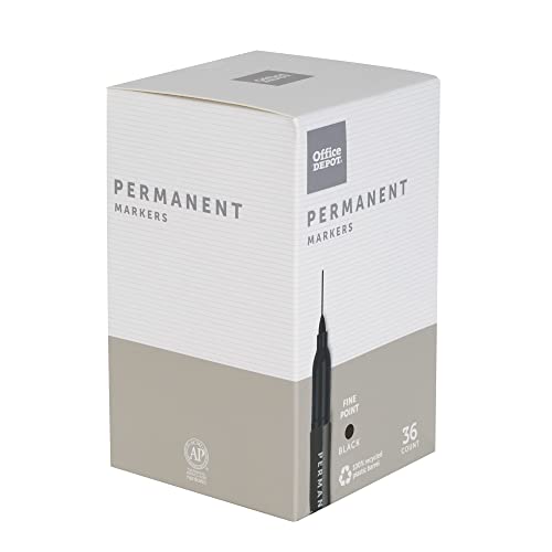 OFFICE DEPOT BRAND PERMANENT MARKERS FINE POINT 100% RECYCLED PLASTIC BARREL - Like New