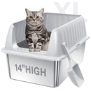 JECOO STAINLESS STEEL CAT LITTER BOX XL WITH LID LY SELECT - LIGHT GRAY - Like New