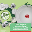 T-FAL RECYCLED CERAMIC NON STICK FRY PAN SET 2 PIECE, C581S264 - GREEN - Like New